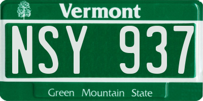 VT license plate NSY937