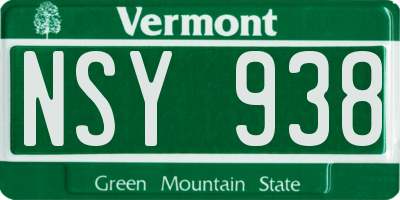 VT license plate NSY938