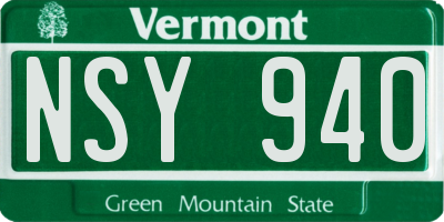 VT license plate NSY940