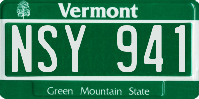 VT license plate NSY941