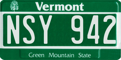 VT license plate NSY942