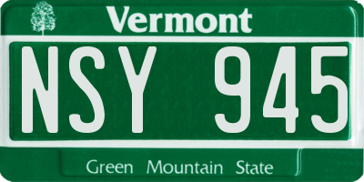 VT license plate NSY945