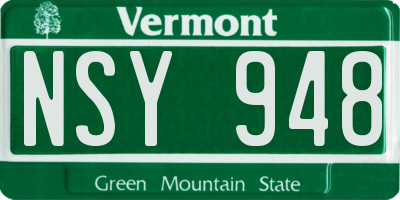 VT license plate NSY948