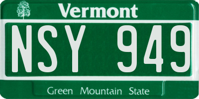 VT license plate NSY949