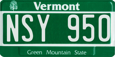 VT license plate NSY950