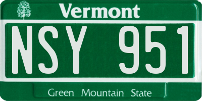 VT license plate NSY951