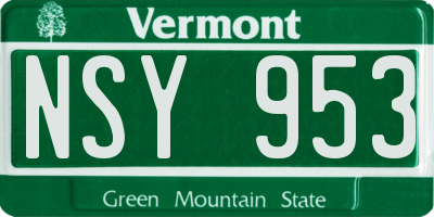 VT license plate NSY953