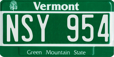 VT license plate NSY954