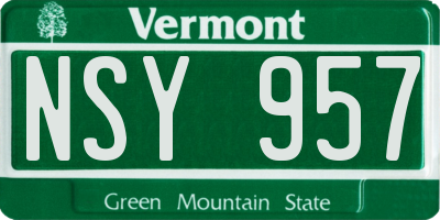 VT license plate NSY957