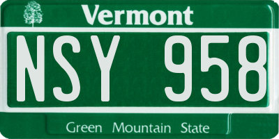 VT license plate NSY958