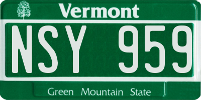 VT license plate NSY959