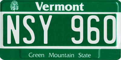 VT license plate NSY960