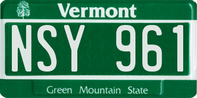 VT license plate NSY961