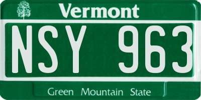 VT license plate NSY963