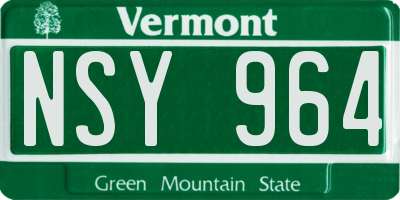 VT license plate NSY964