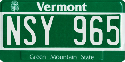 VT license plate NSY965