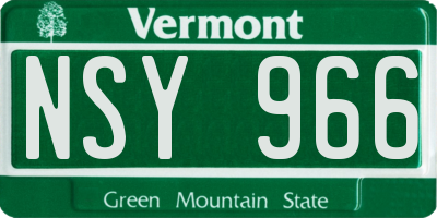 VT license plate NSY966