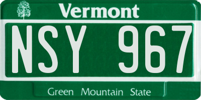 VT license plate NSY967