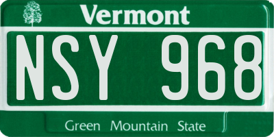 VT license plate NSY968