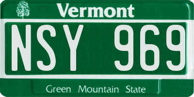 VT license plate NSY969