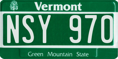 VT license plate NSY970