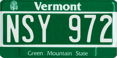 VT license plate NSY972