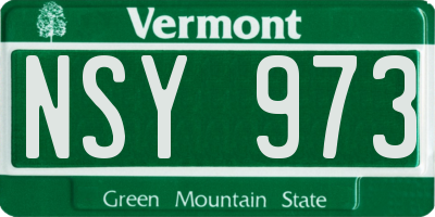 VT license plate NSY973