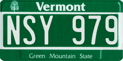 VT license plate NSY979