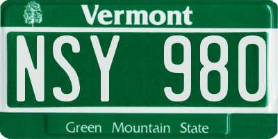VT license plate NSY980