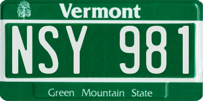 VT license plate NSY981
