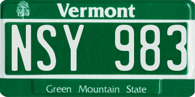 VT license plate NSY983