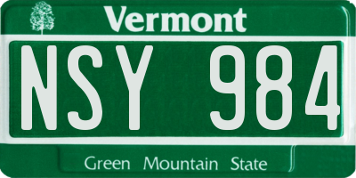 VT license plate NSY984