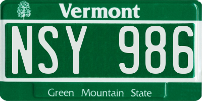 VT license plate NSY986