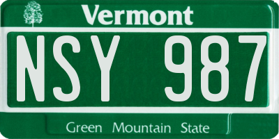 VT license plate NSY987