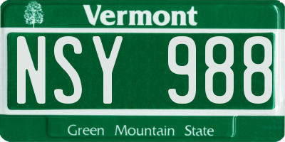 VT license plate NSY988