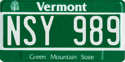VT license plate NSY989