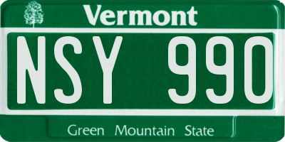 VT license plate NSY990