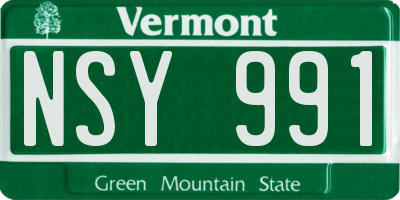 VT license plate NSY991