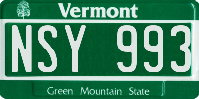 VT license plate NSY993
