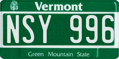 VT license plate NSY996