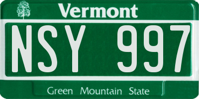 VT license plate NSY997