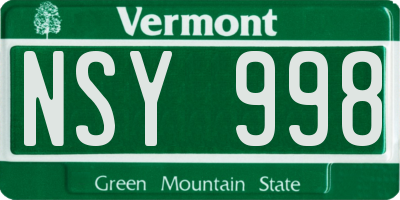 VT license plate NSY998