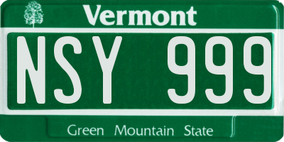 VT license plate NSY999