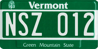 VT license plate NSZ012