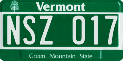 VT license plate NSZ017