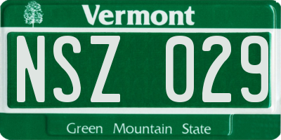 VT license plate NSZ029