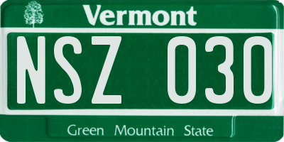 VT license plate NSZ030