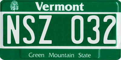 VT license plate NSZ032