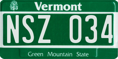VT license plate NSZ034