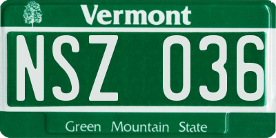 VT license plate NSZ036